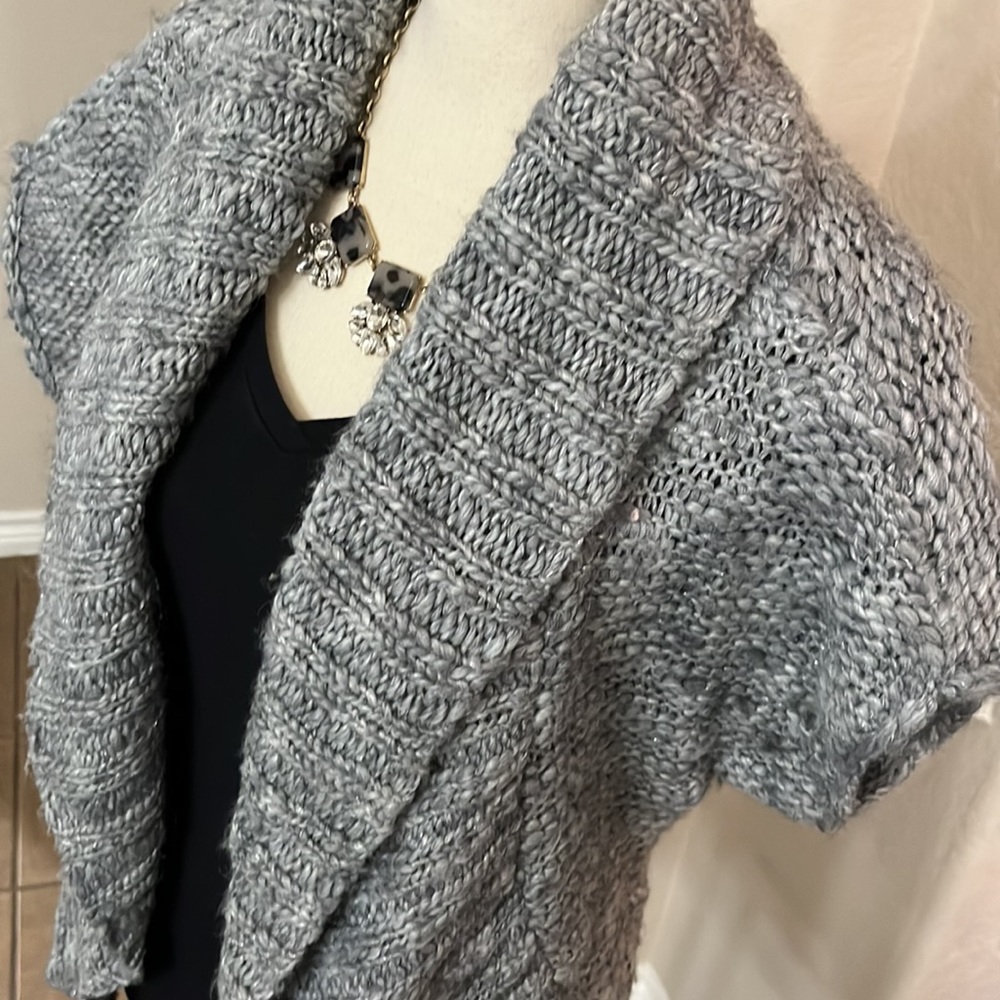 Decree gray with silver metallic open cardigan